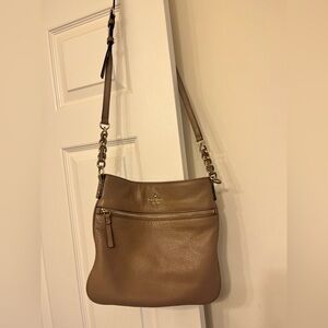 Kate spade nude leather crossbody bag with gold hardware